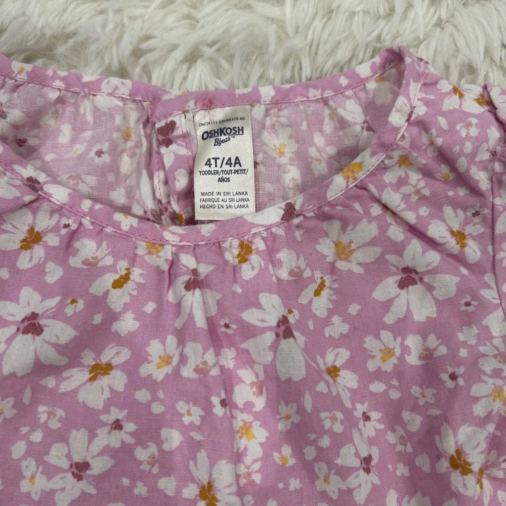 OshKosh Floral Dress Girls Pink‎ Short Sleeve Casual Summer 4T